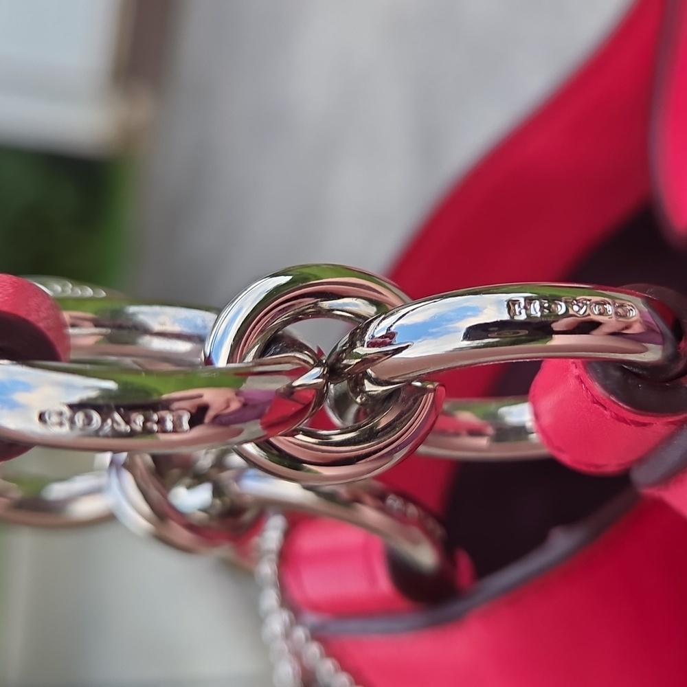 Coach Lexi Red Leather & Jacquard Fabric Shoulder Bag F57540 $498 Retail EUC - Picture 16 of 16
